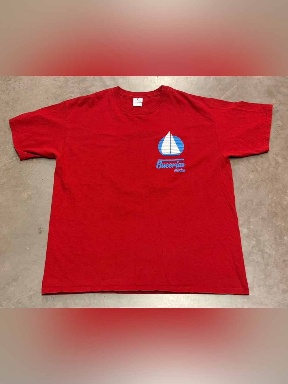Vintage Yazbek Bucerias Mexico Red Sailboat Graphic Tee - Men's